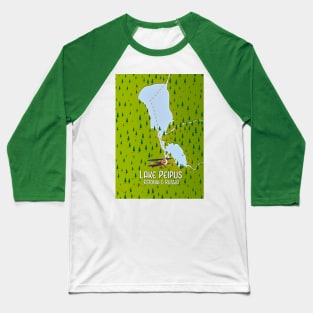 Lake Peipus Estonia and Russia map Baseball T-Shirt